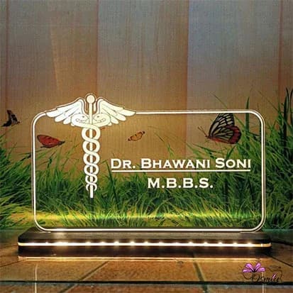 Acrylic LED Table Name Plate Customisable
